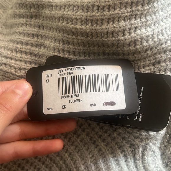 Armani Exchange A | X size X small pullover sweater gray misty grey coated NEW - Picture 14 of 15